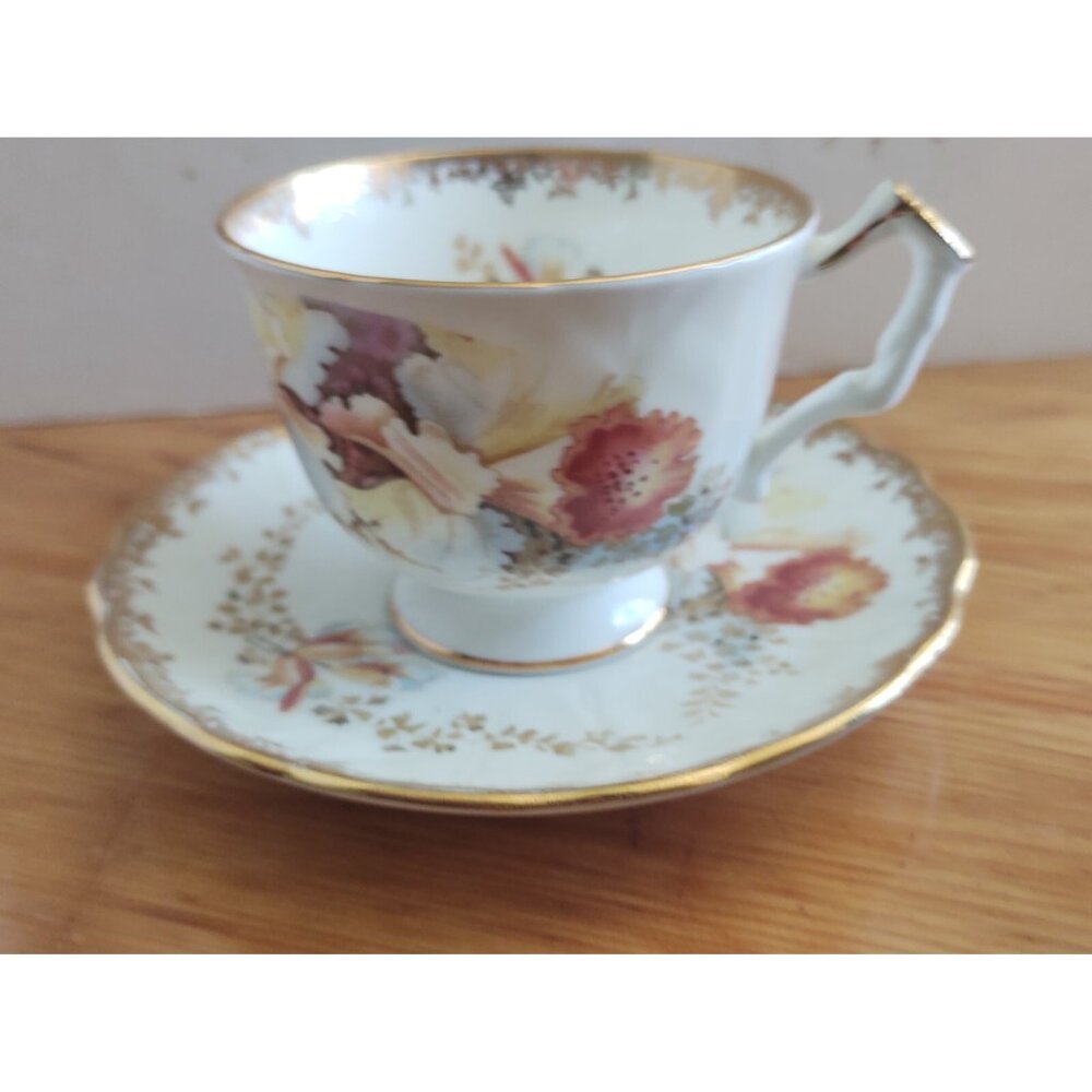 Vintage Aynsley Tea Cup & Saucer Set Orchid design 1950's